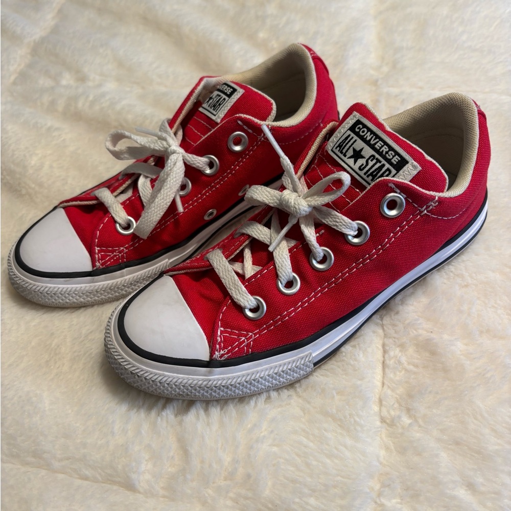 Converse Kids Chuck Taylor Red Black White Canvas Tennis Shoes Sneakers